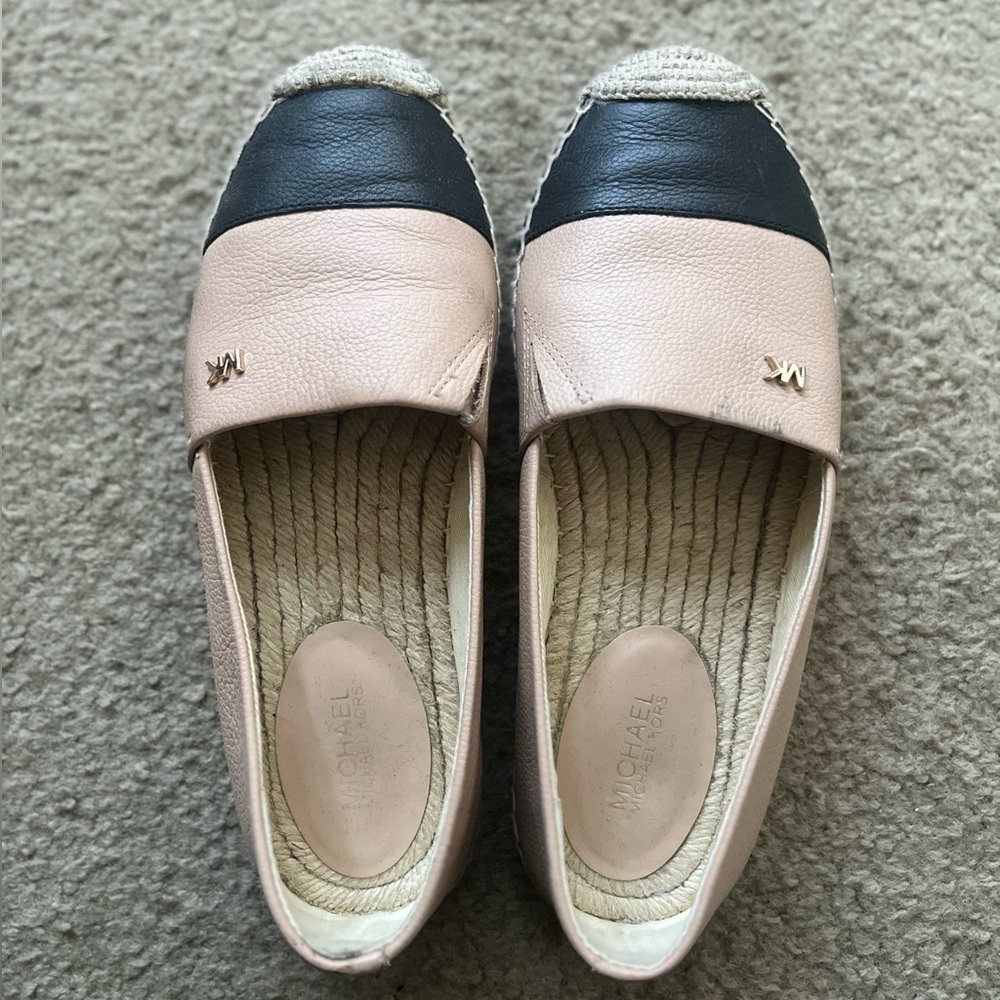 Michael Kors Espadrilles Slip on Shoes, Size 6.5 Black Cap Toe Free Shipping